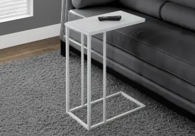 Accent Table - White Metal With Frosted Tempered Glass