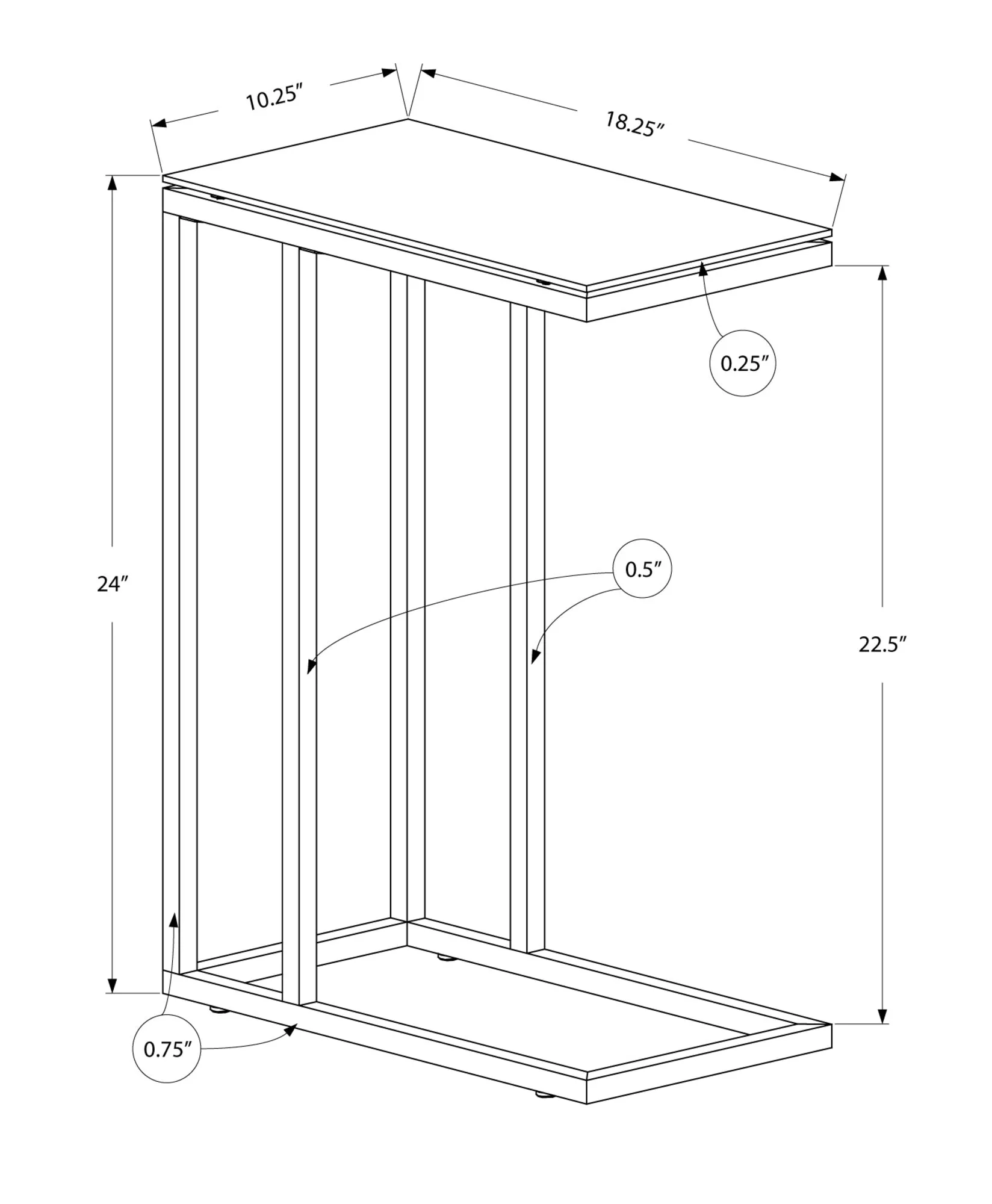 Accent Table - White Metal With Frosted Tempered Glass