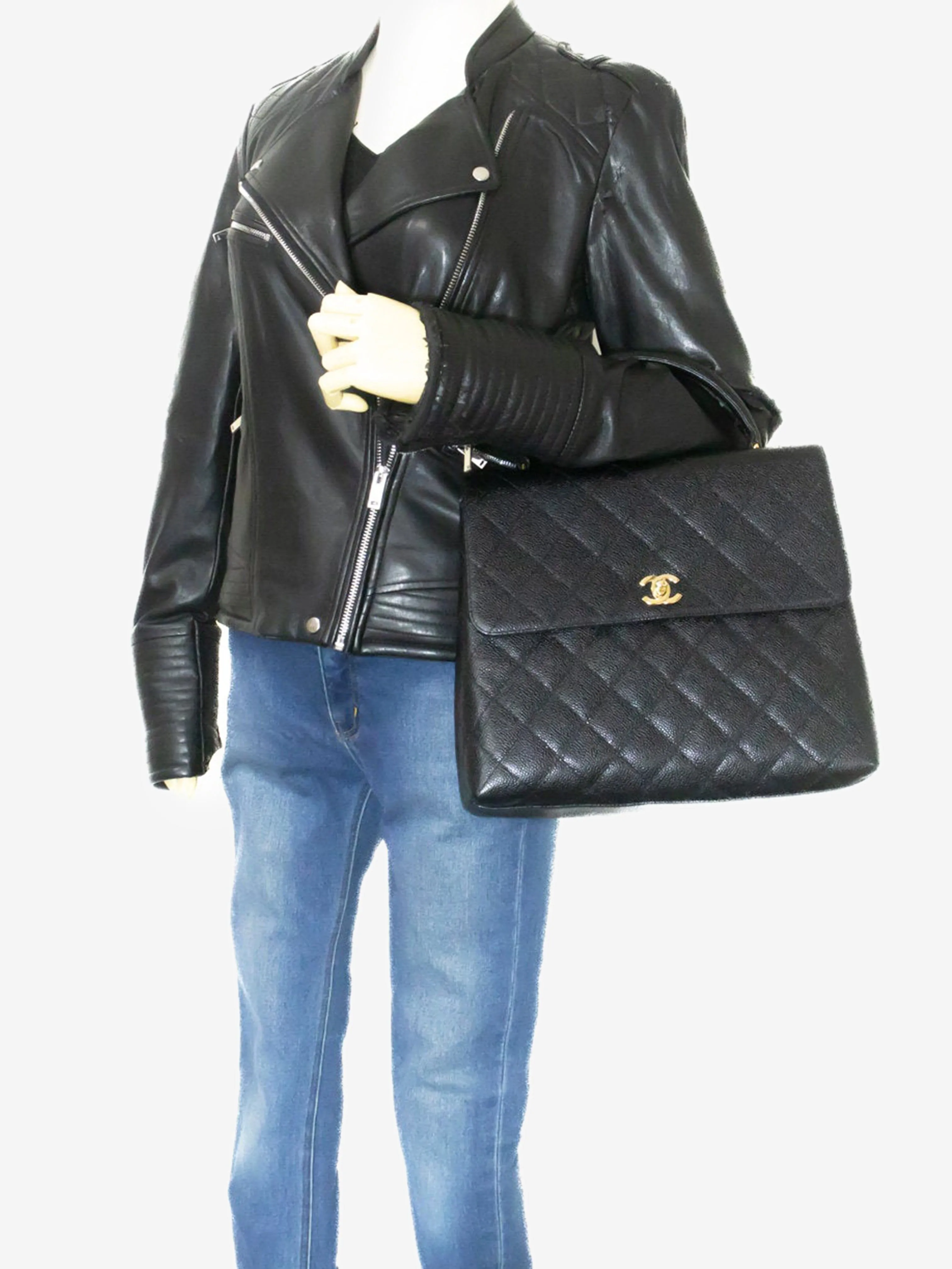 Black vintage 2002 Caviar leather Kelly top handle bag