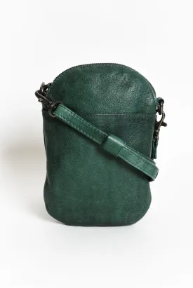 Bobbi Dark Green Leather Crossbody Bag