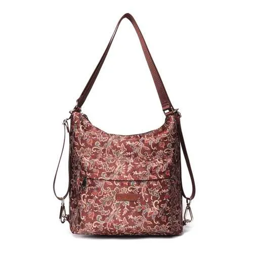 Brenice National Floral Travel Women Backpack Crossbody Bag