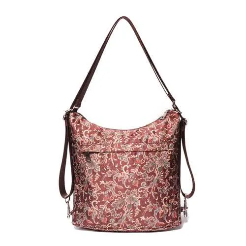 Brenice National Floral Travel Women Backpack Crossbody Bag