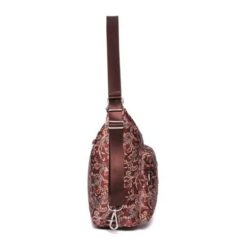 Brenice National Floral Travel Women Backpack Crossbody Bag