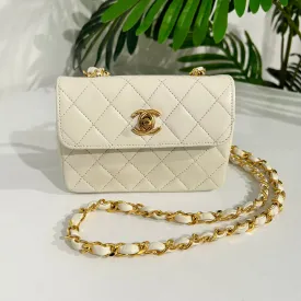 Chanel Vintage White Micro Flap Bag