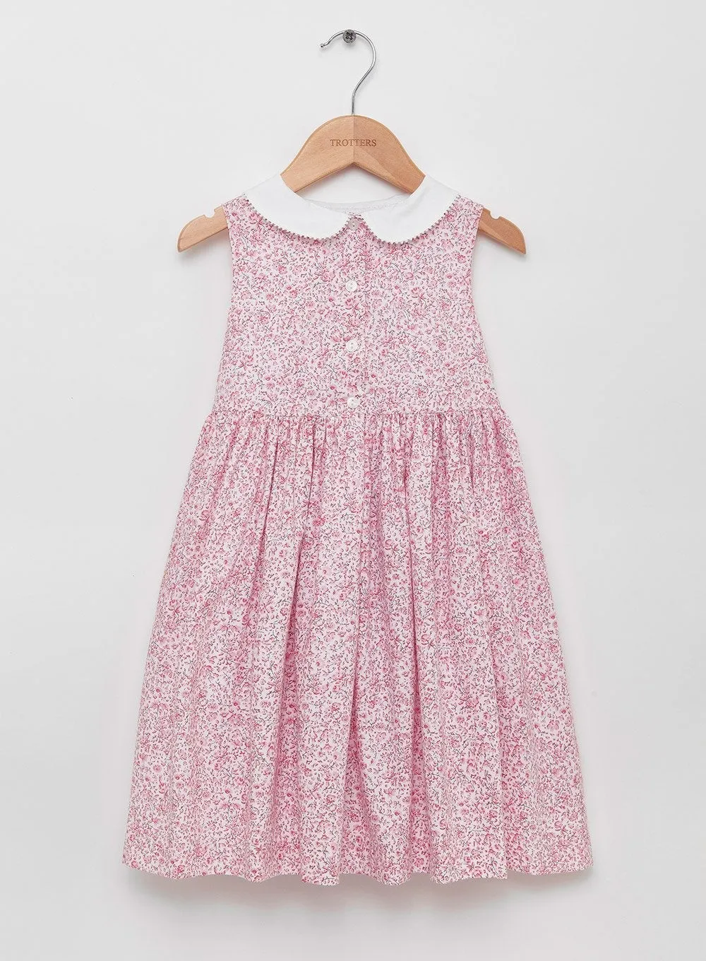 Clara Button Dress in Pink Ditsy