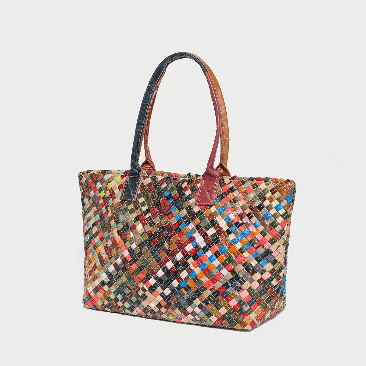 Flamboyant Woven Leather Tote Bag