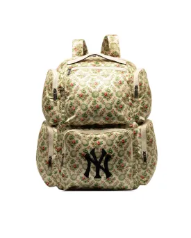 Floral Satin Backpack with NY Yankees Patch