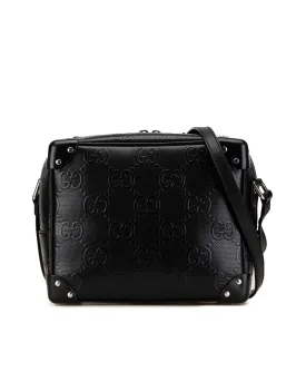 GG Embossed Leather Crossbody Bag with Interior Zip Pocket