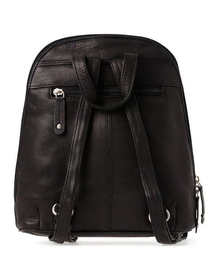 Joan Weisz Leather Front Zip Backpack Black