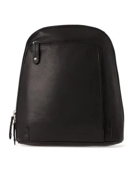 Joan Weisz Leather Front Zip Backpack Black