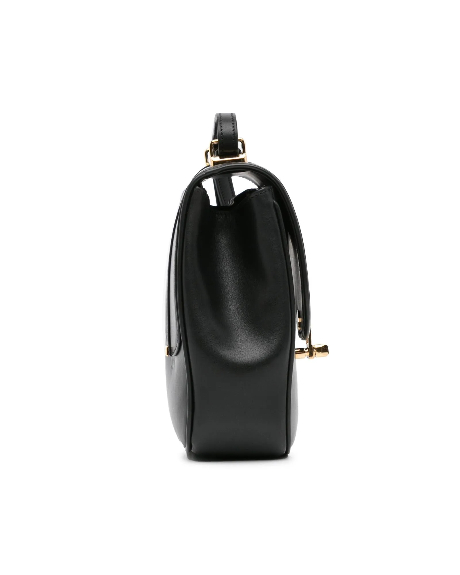 Leather Crossbody Bag with Twist Lock Closure