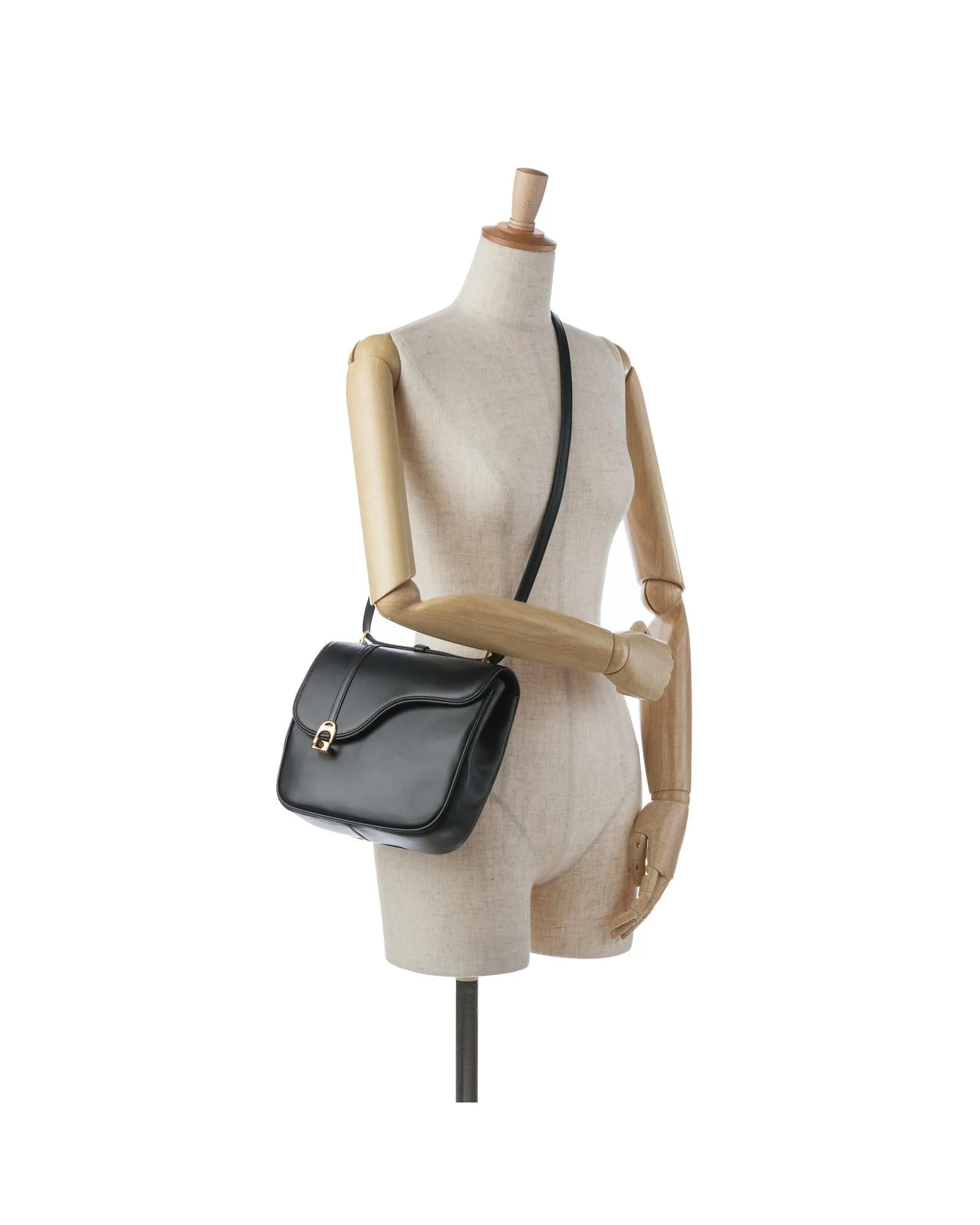 Leather Crossbody Bag with Twist Lock Closure