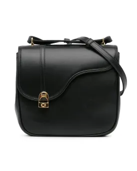 Leather Crossbody Bag with Twist Lock Closure