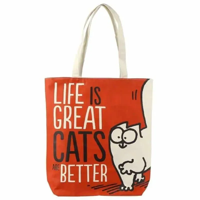 ‘Life is Great Cat's are Better’ Simon's Cat Cotton Tote Bag