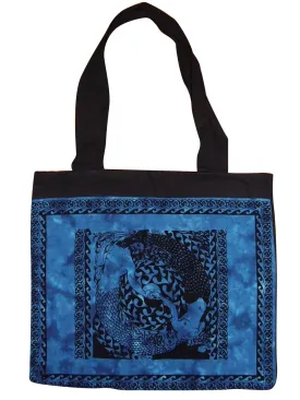 Lined Cotton Celtic Tote Bag Tender Waves 15 x 17