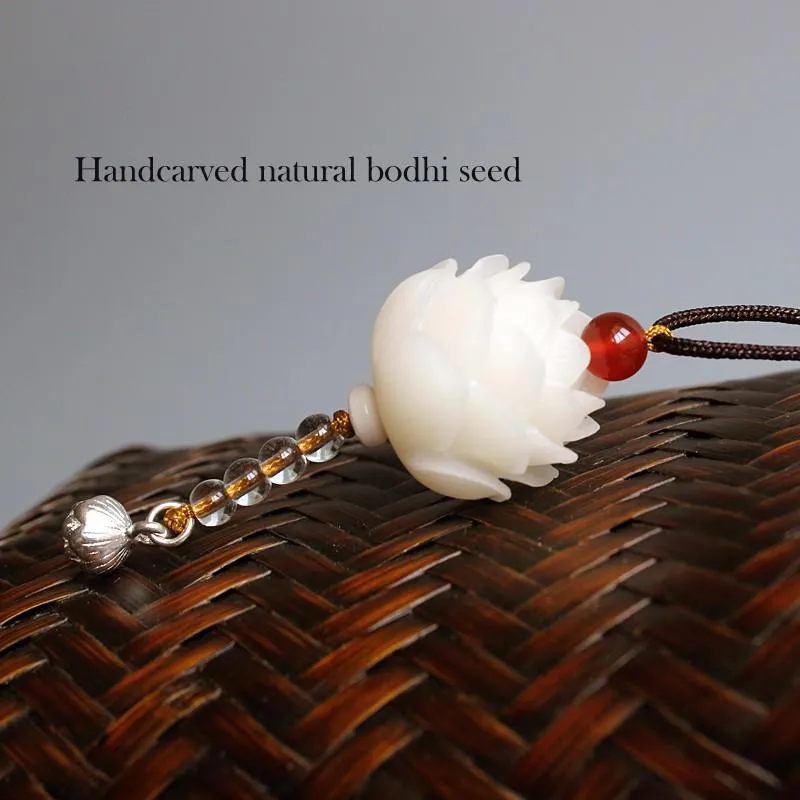 Lucky Fish &amp Lotus Flower Bodhi Seed Necklace