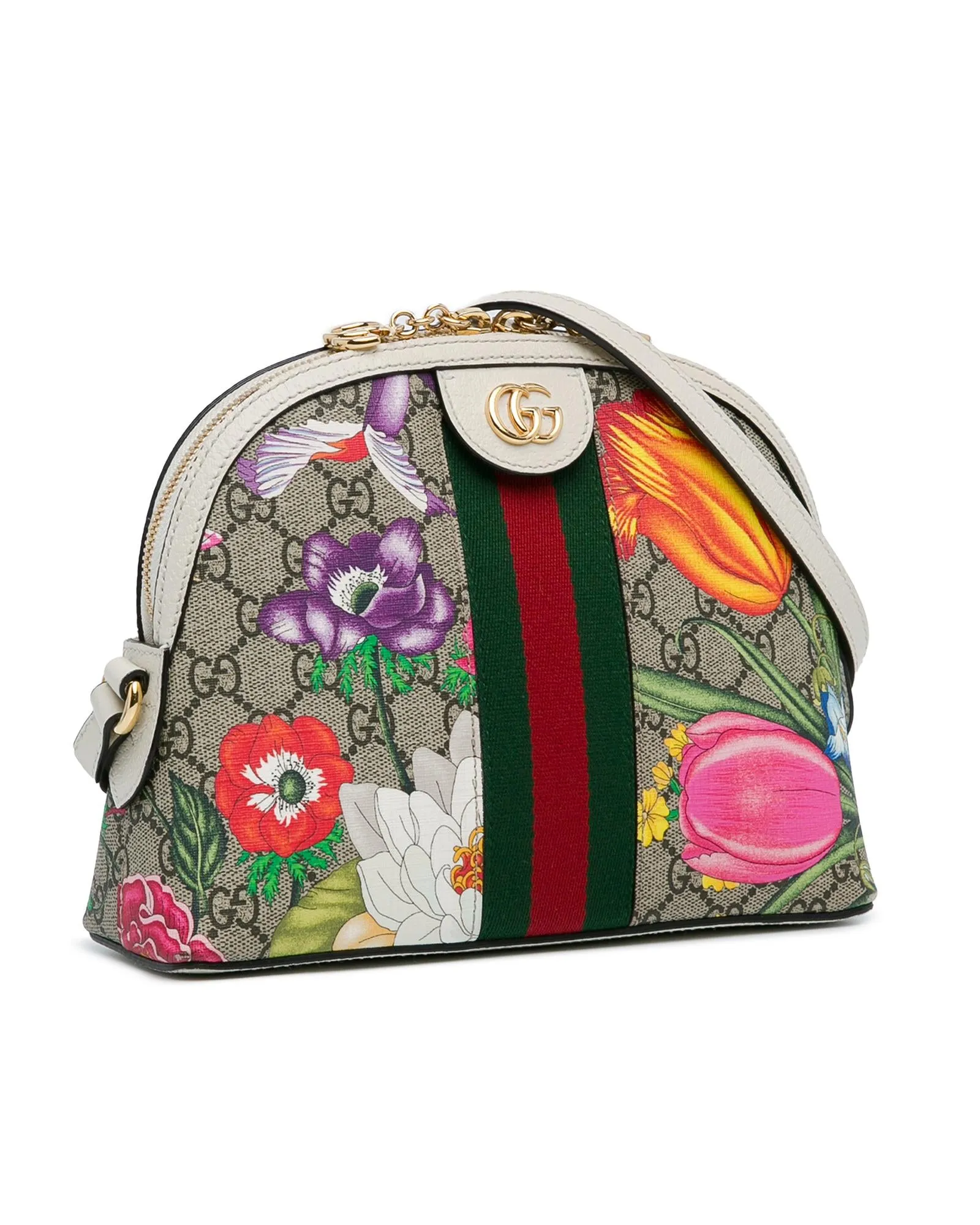 Small Supreme Floral Dome Bag with Leather Trim