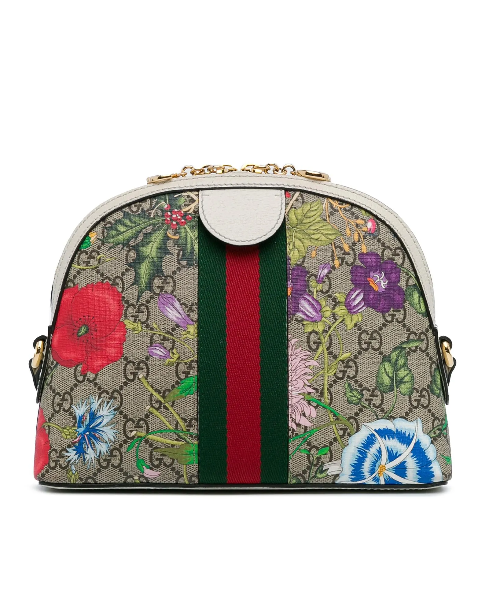 Small Supreme Floral Dome Bag with Leather Trim