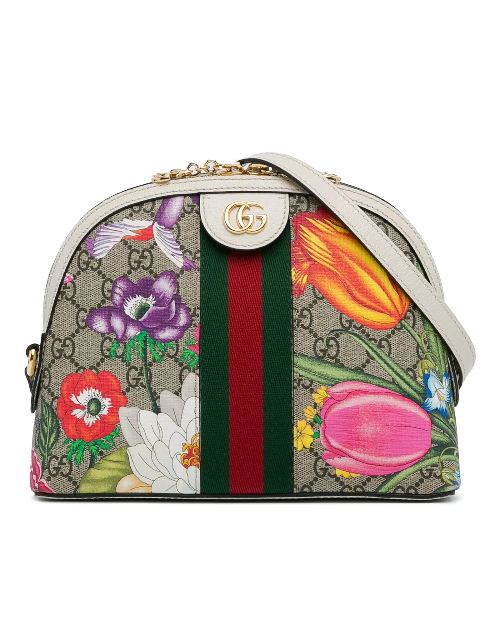 Small Supreme Floral Dome Bag with Leather Trim