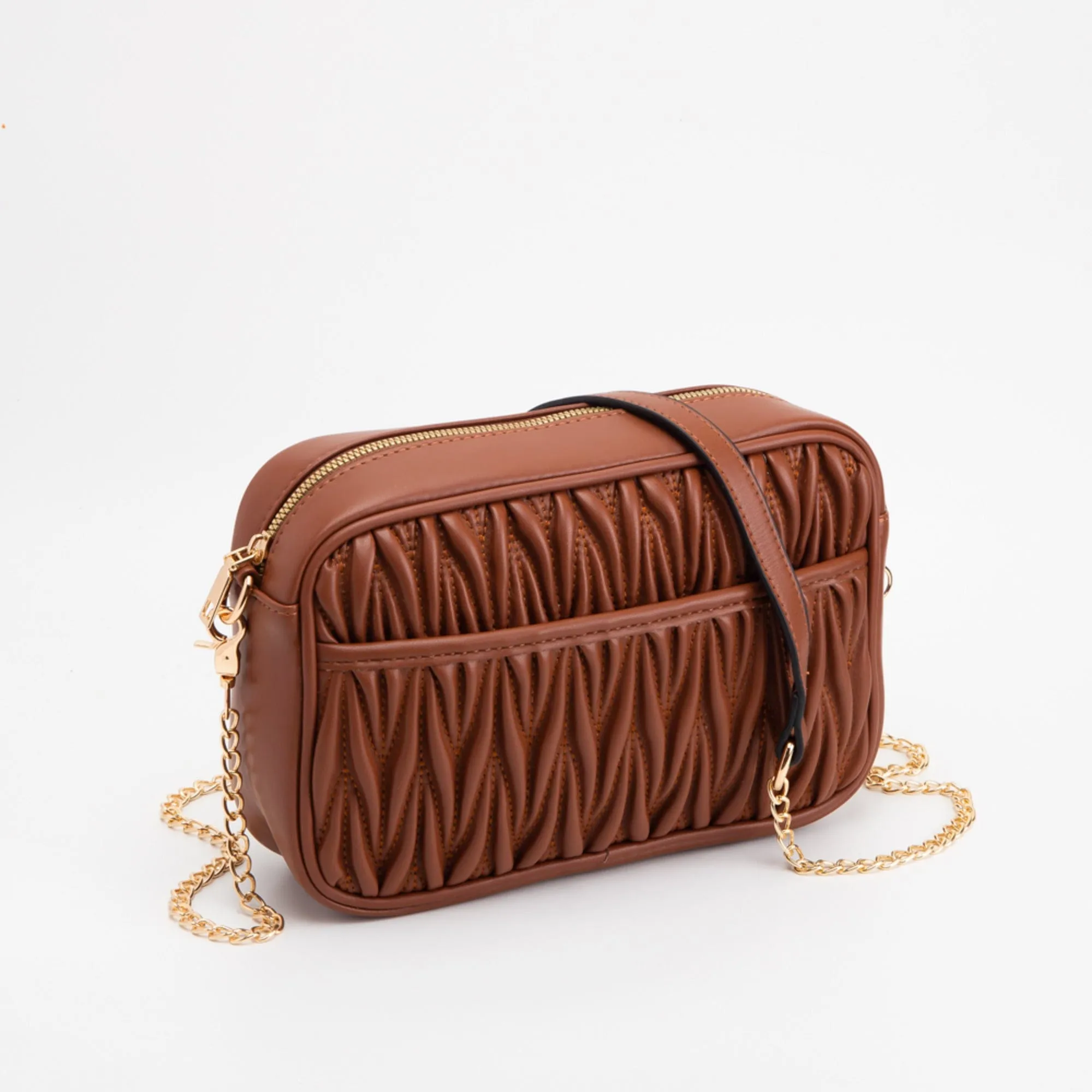 TG10542 Dana Textured Crossbody Bag With Chain Strap