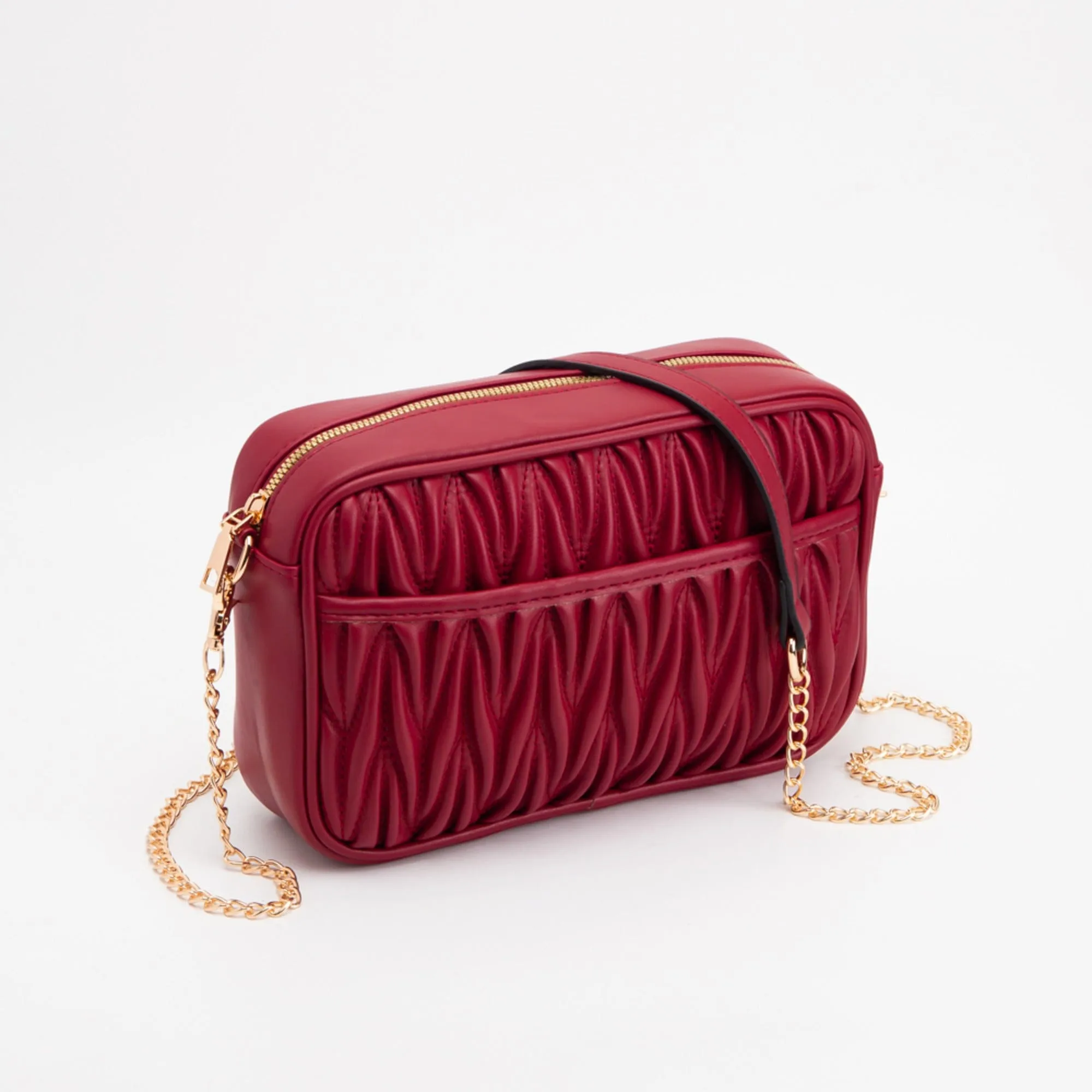 TG10542 Dana Textured Crossbody Bag With Chain Strap